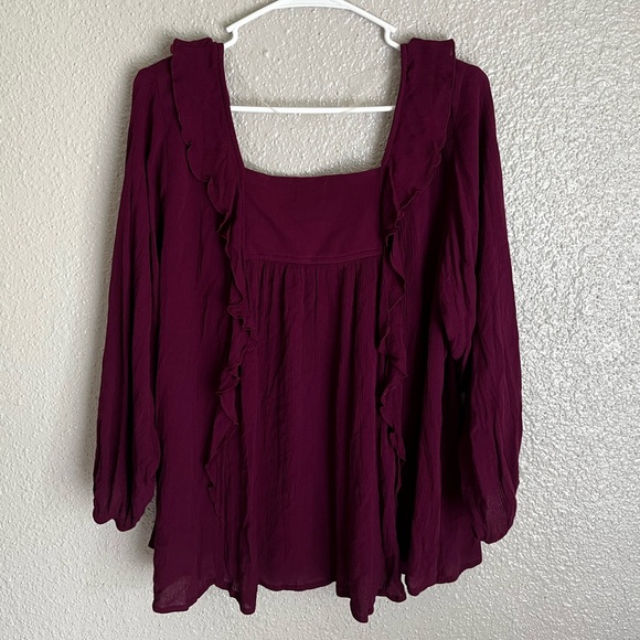 Burgundy Ruffle Blouse - Picture 6 of 6